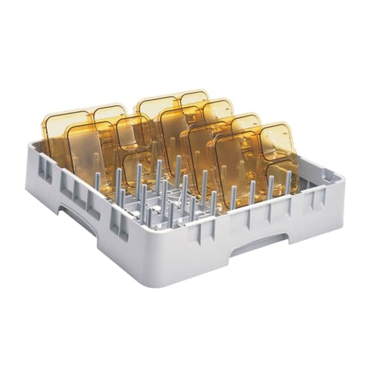 Peg rack holding foodservice tumblers