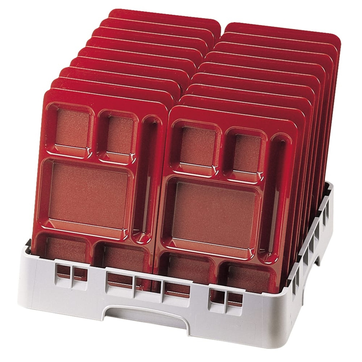 Full-size peg rack holding trays
