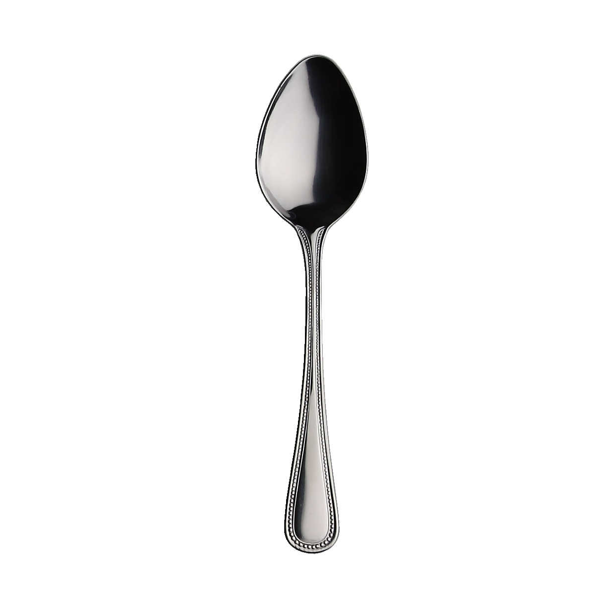 Libertyware Primrose dessert spoon with beaded handle detail and mirror polished bowl