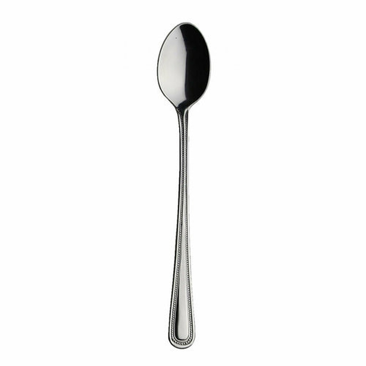 Libertyware PRM6 Primrose iced tea spoon with beaded edge detail and mirror polished stainless steel finish