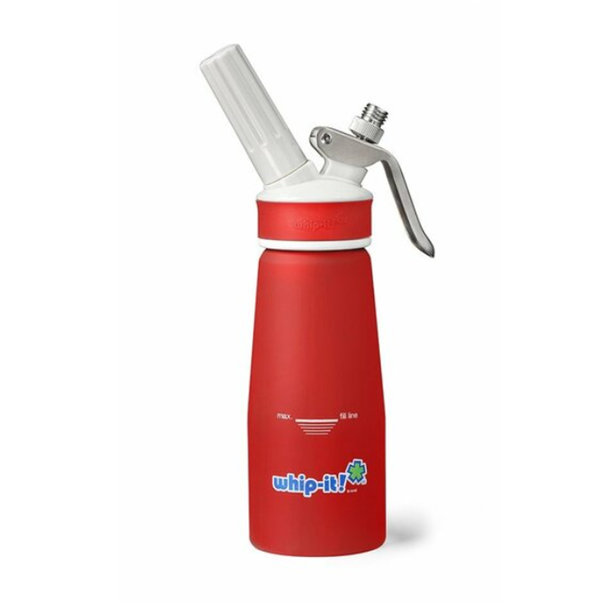 Whip-it! PRO-03R red rubber whipped cream dispenser with lever trigger and nozzle, 1/2 liter capacity