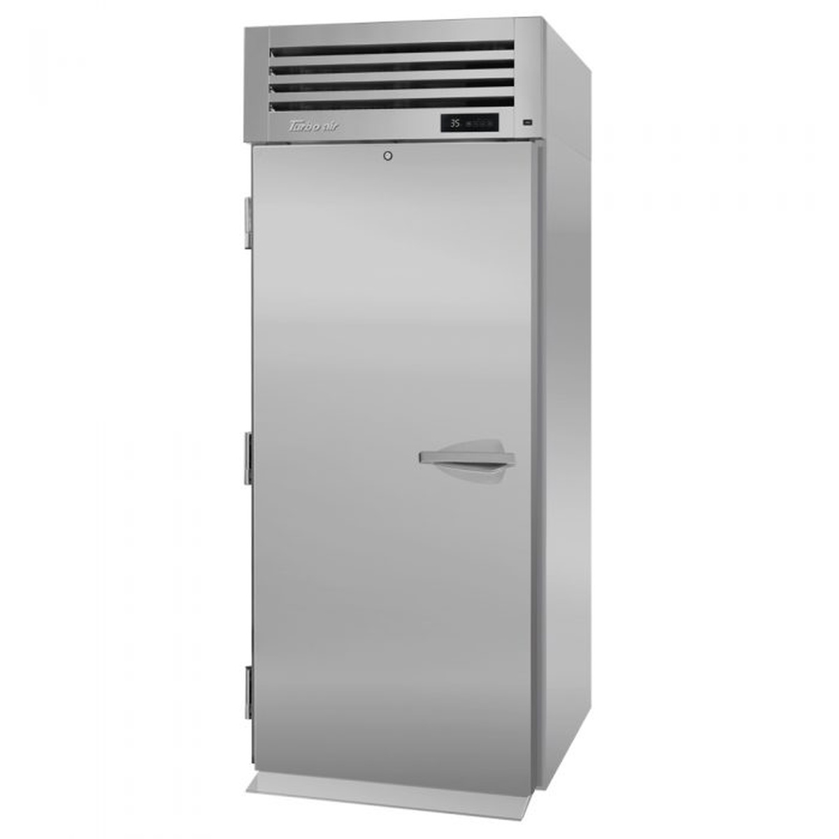 Turbo Air PRO-26R-RI-N-L left-hinged solid door roll-in refrigerator showing top-mount ventilation and digital display