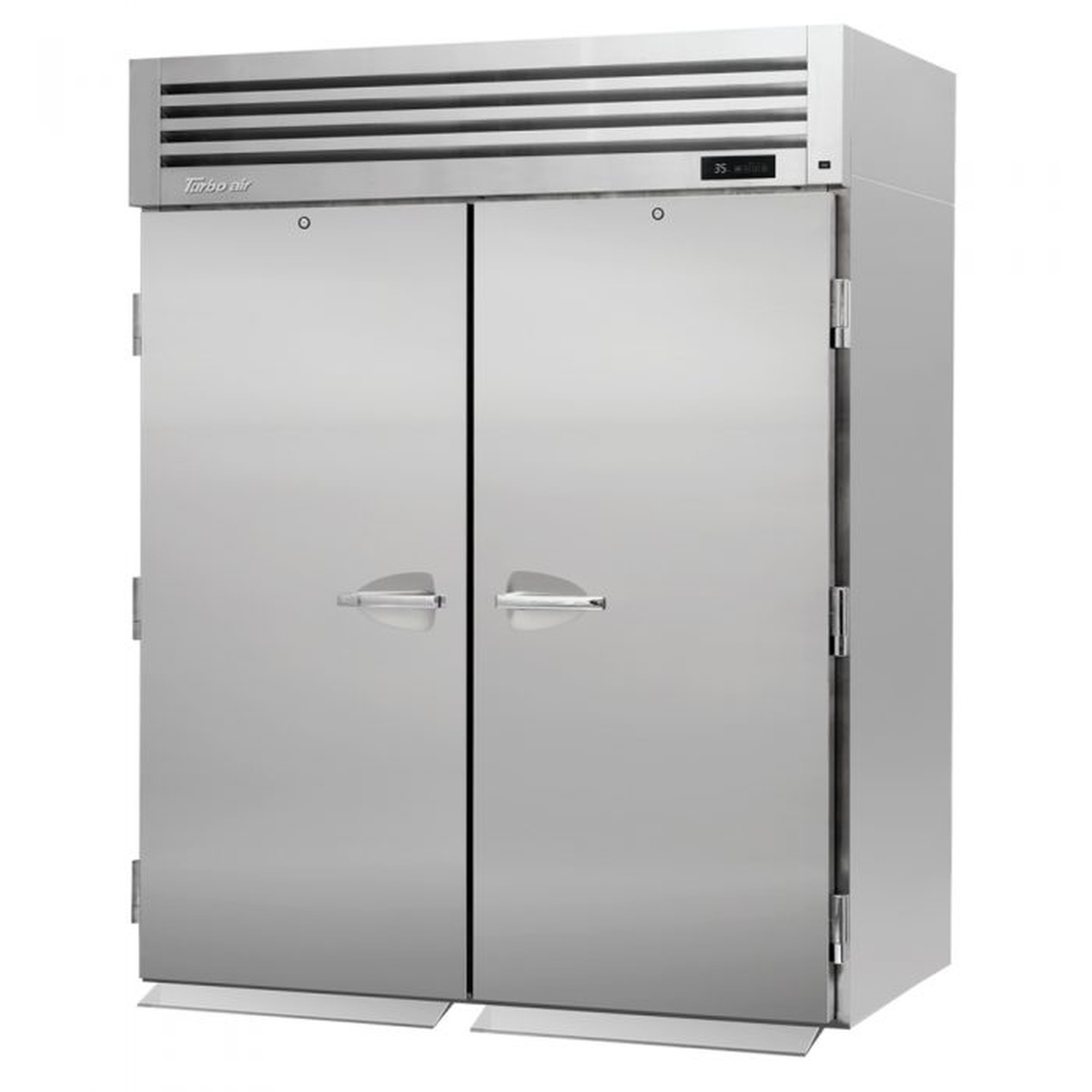 Turbo Air PRO-50R-RI-N two-section roll-in refrigerator with stainless steel solid doors and top-mount compressor