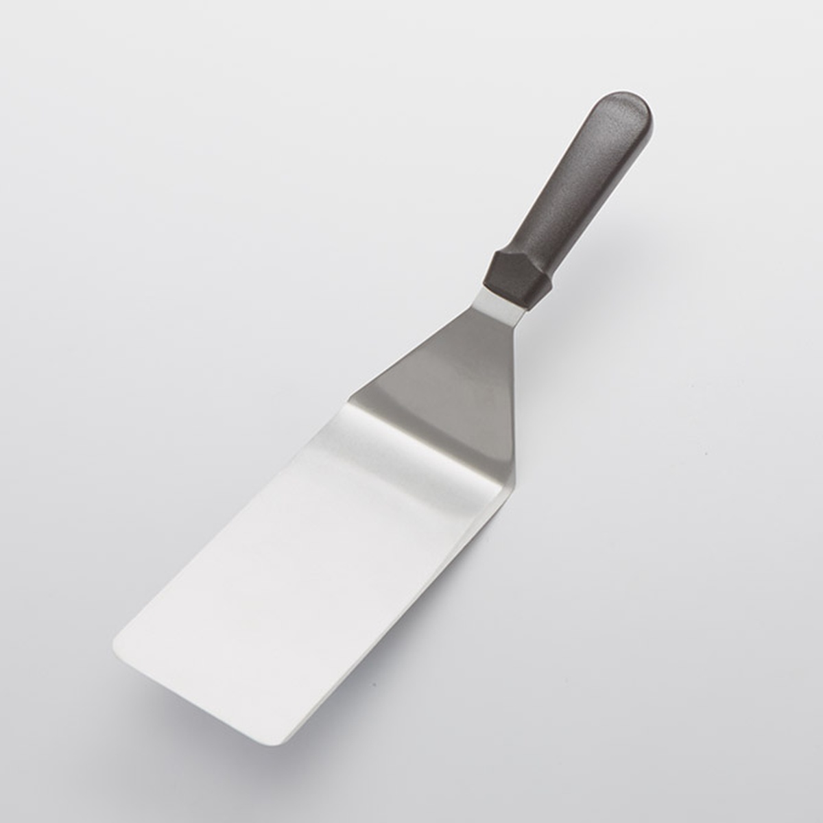 American Metalcraft PS19008 stainless steel oversized turner with black plastic handle, offset blade design