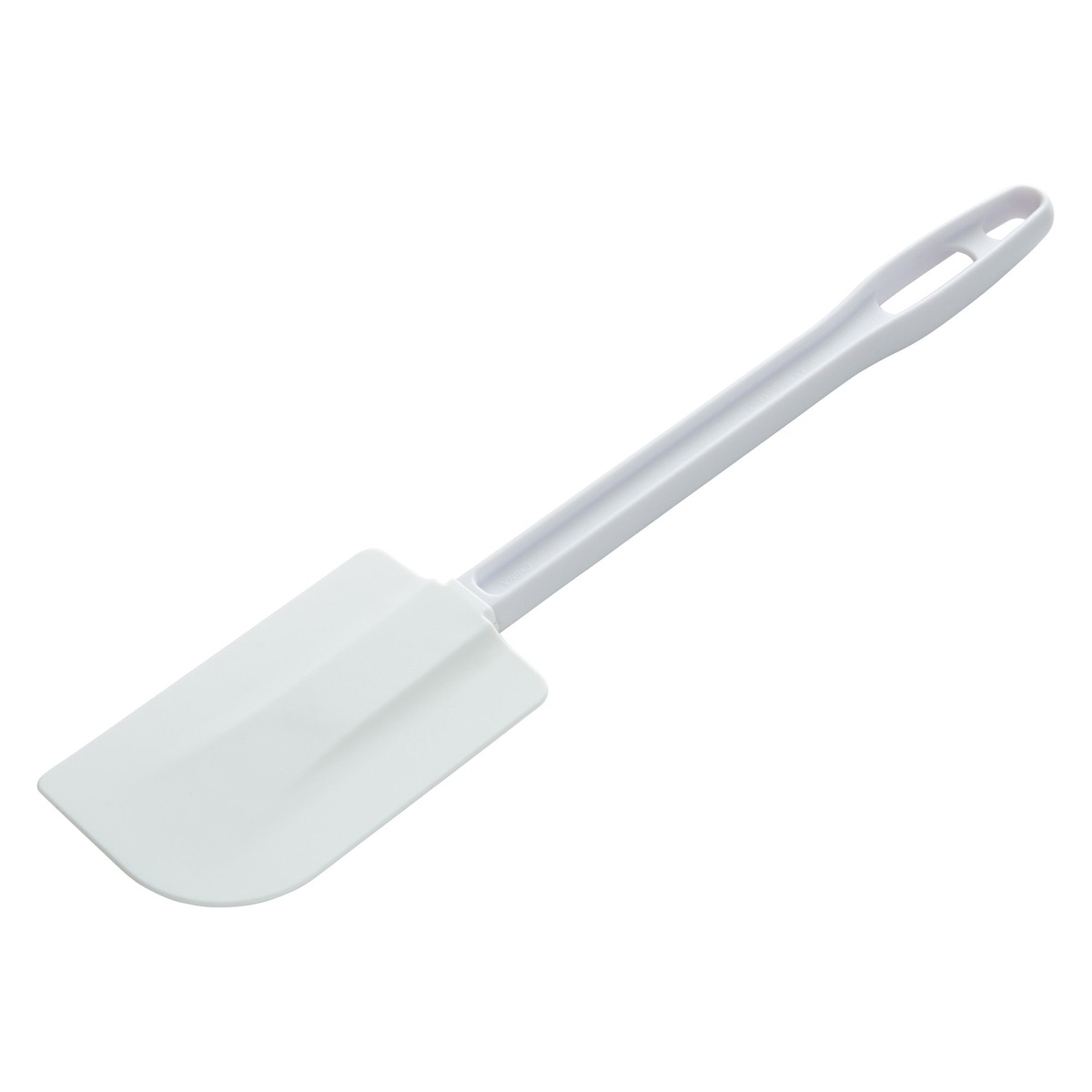 Winco PSC-14 white plastic scraper, angled view showing blade and handle
