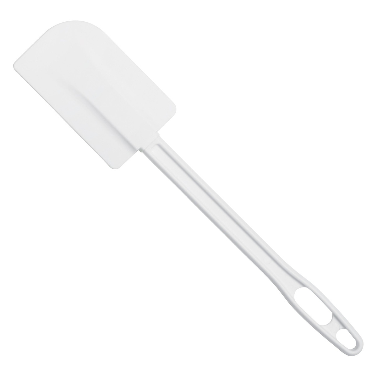 Winco PSC-14 14-inch white flat-blade plastic scraper, full top view