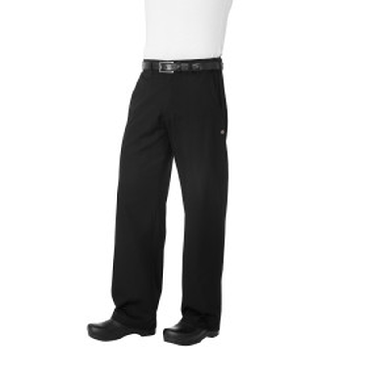 Chef Works Professional Series men's black chef pants, slimmer modern fit with belt loops and side pockets