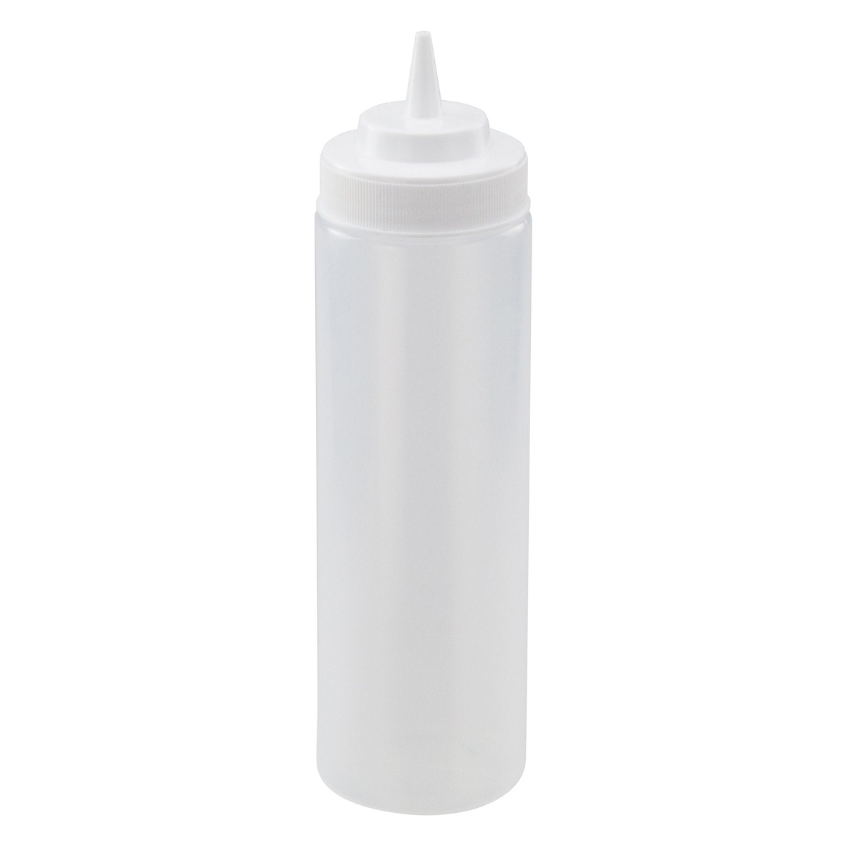 Winco PSW-24 single clear 24 oz wide mouth squeeze bottle with white tip cap