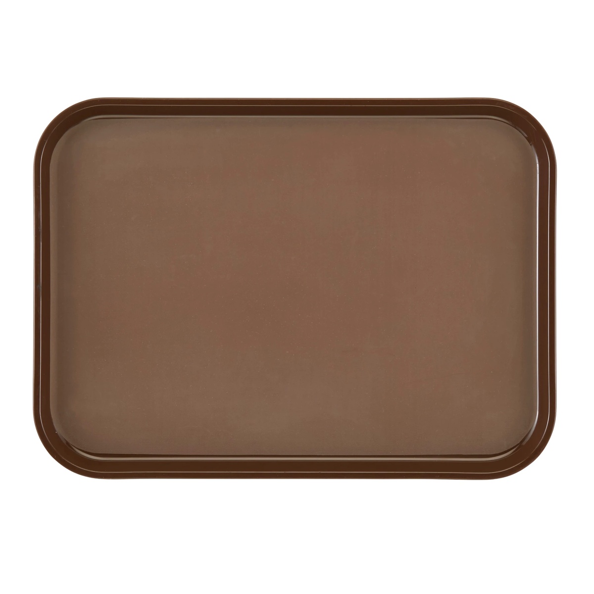 Cambro PT1014167 brown rectangular Polytread non-skid serving tray, top-down view
