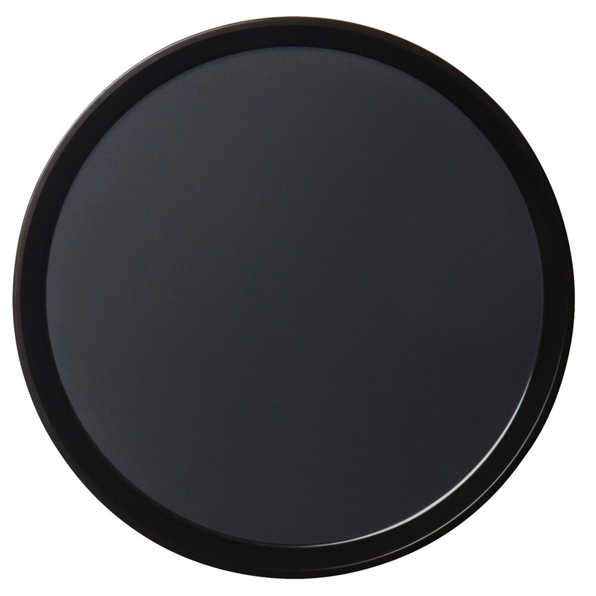 Cambro PT1400110 14-inch round black Polytread non-skid serving tray, top view on white background