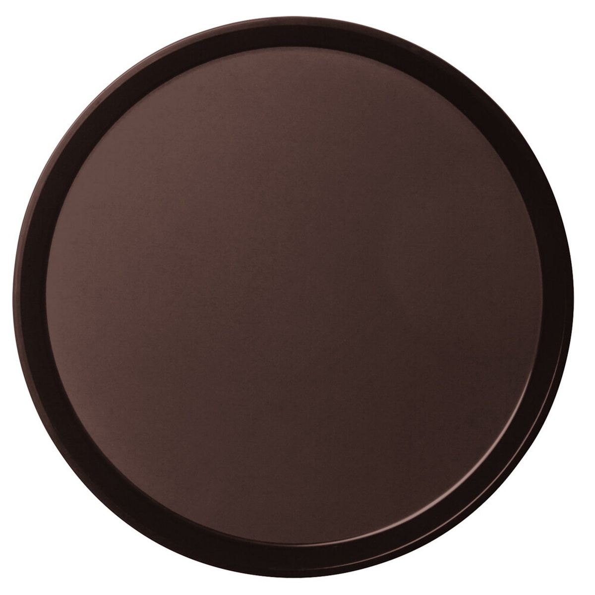 Cambro PT1400167 14-inch round brown Polytread non-skid serving tray, top-down view