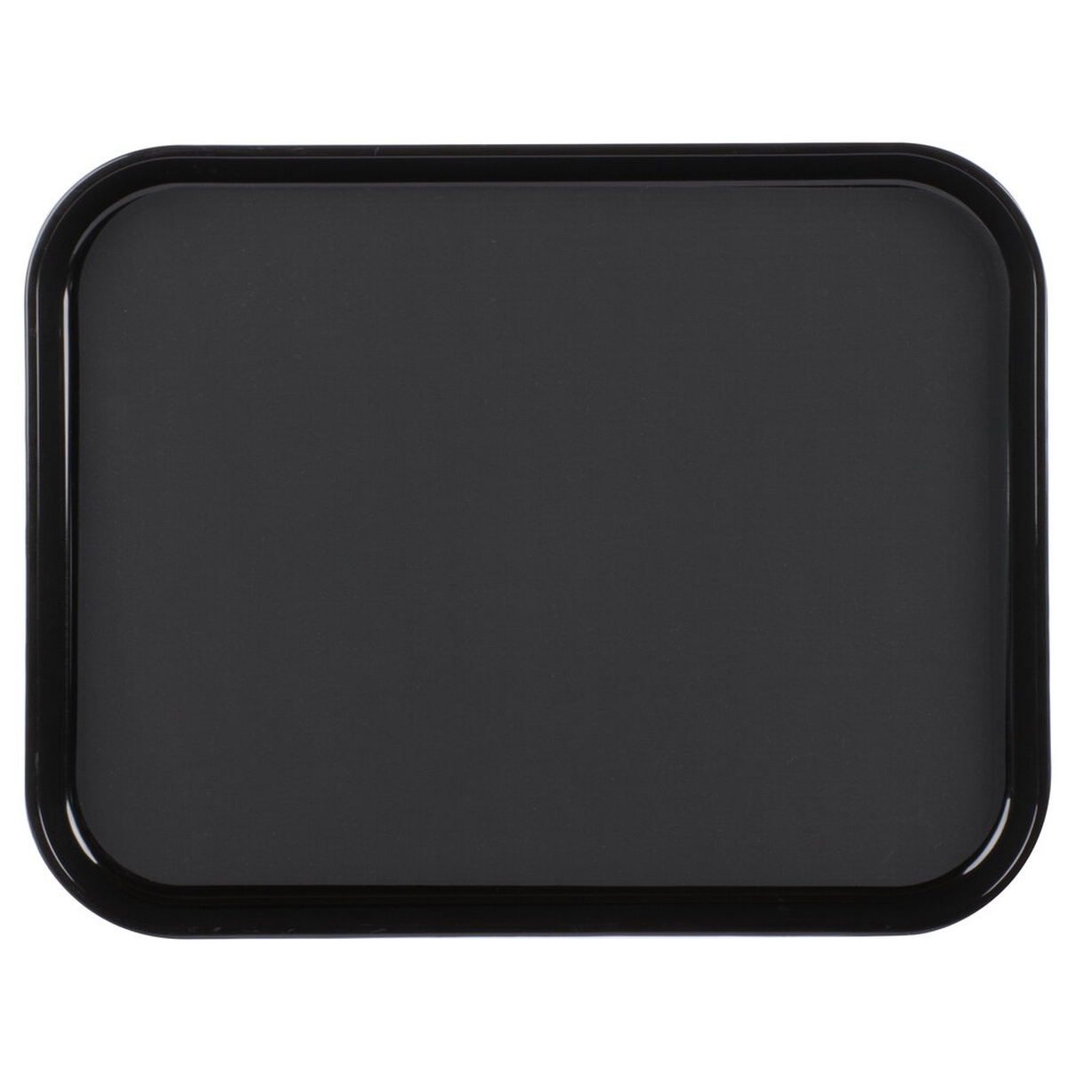 Cambro PT1418110 black rectangular 14 x 18 inch Polytread non-skid serving tray, top-down view