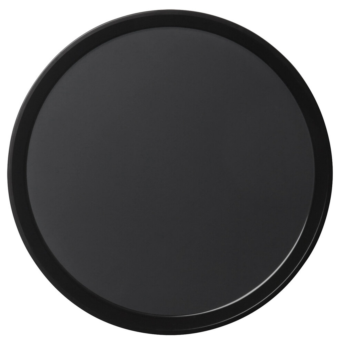 Cambro PT1600110 16-inch round black Polytread non-skid serving tray, top view