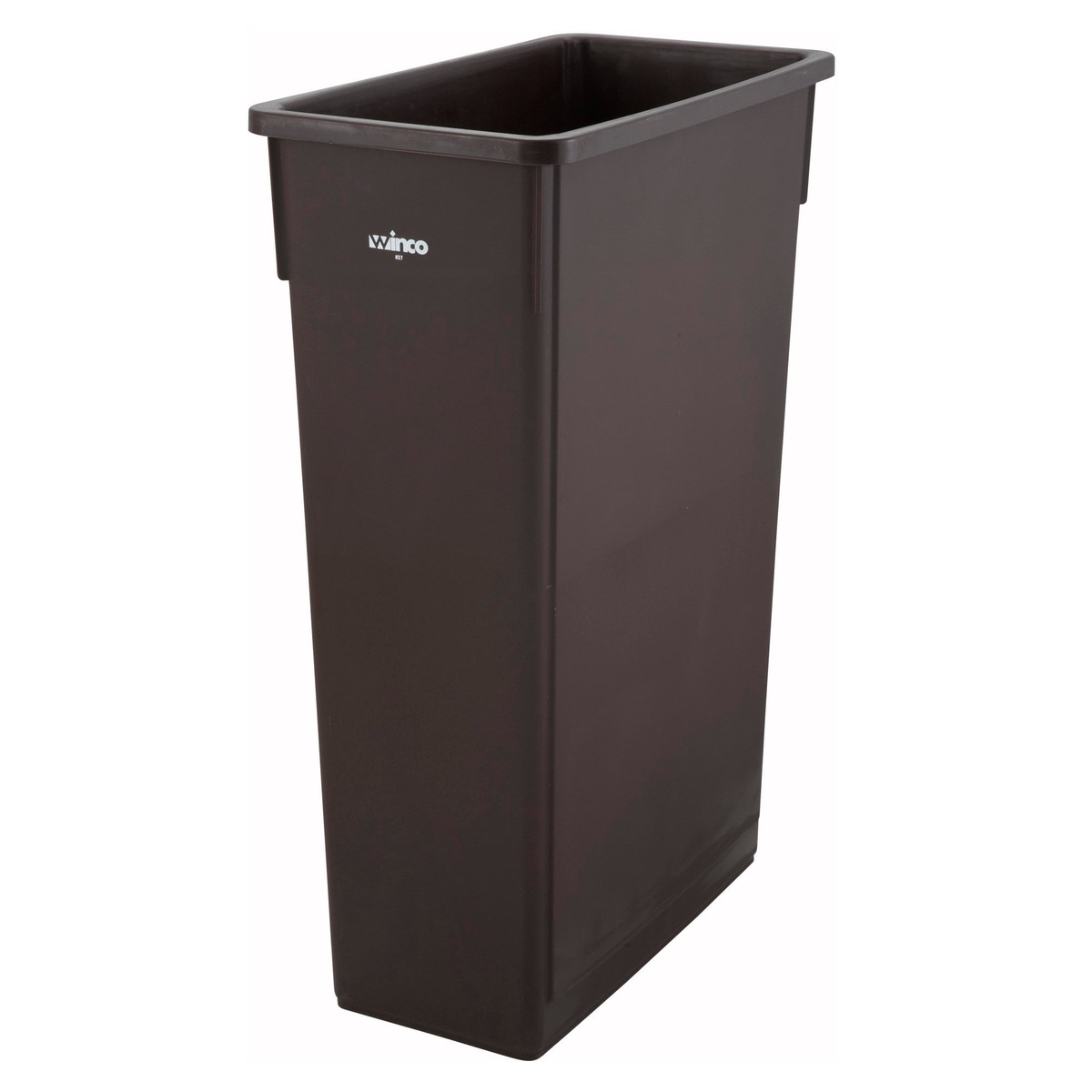 Winco PTC-23B 23-gallon brown slender rectangular trash can without lid