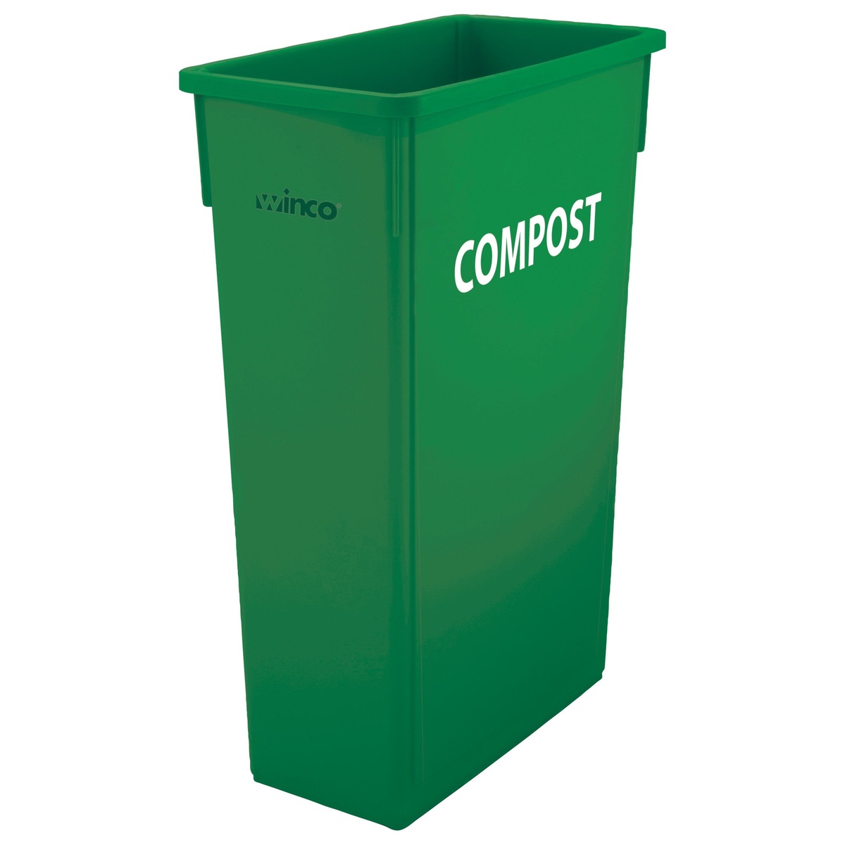 Winco PTC-23GRC 23-gallon green slim compost trash can without lid