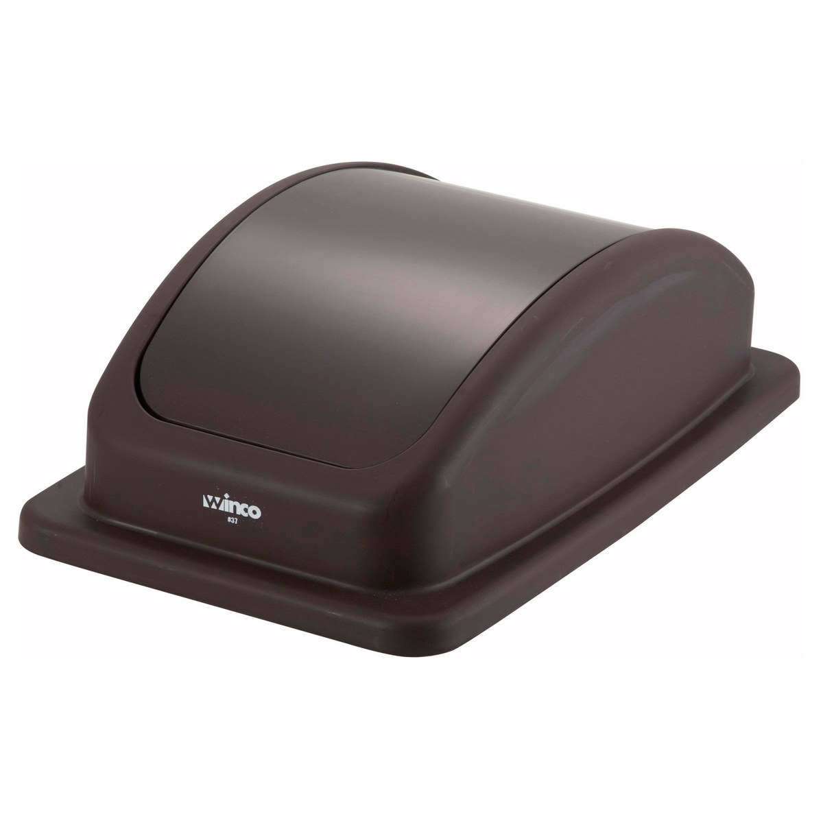 Winco PTCL-23B brown rectangular dome swing lid, front view on white background