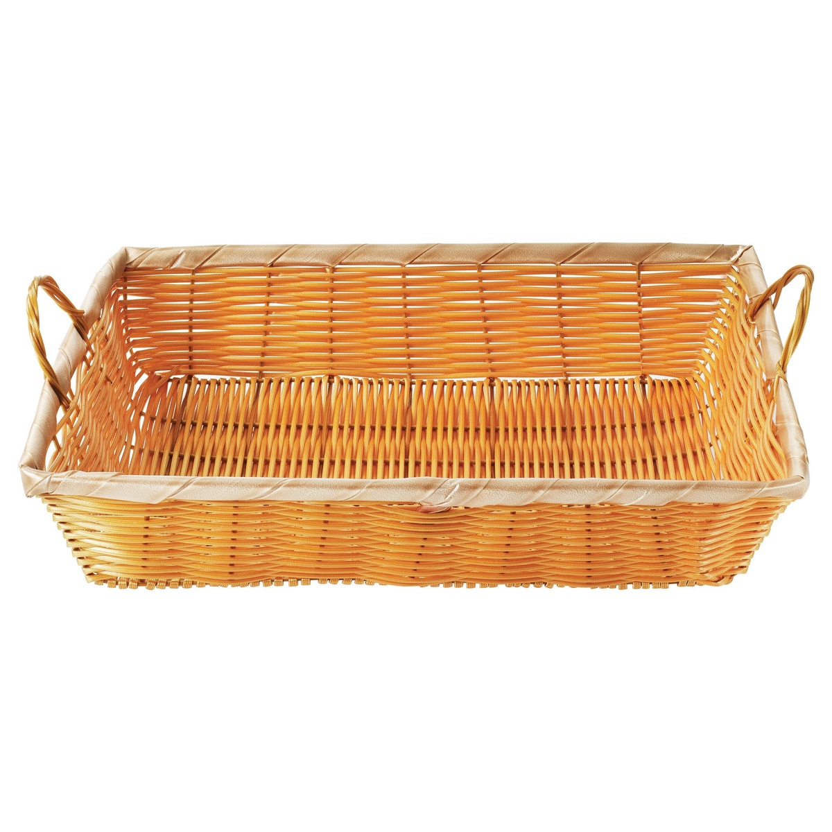 Winco PWBN-16B woven basket front-facing view showing interior and dual handles
