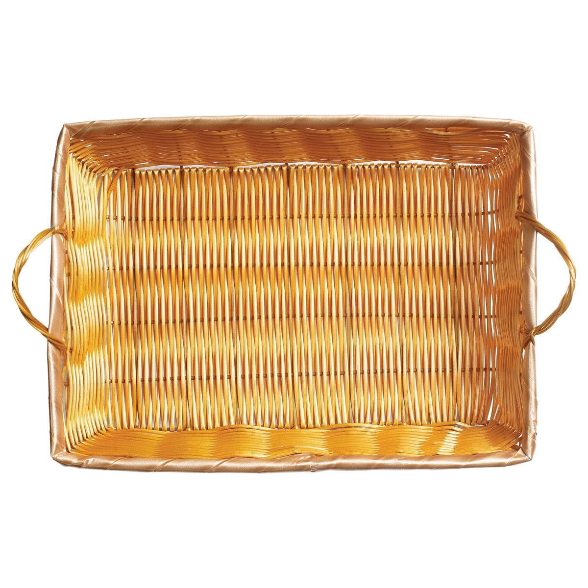 Winco PWBN-16B woven basket overhead top-down view showing full interior dimensions
