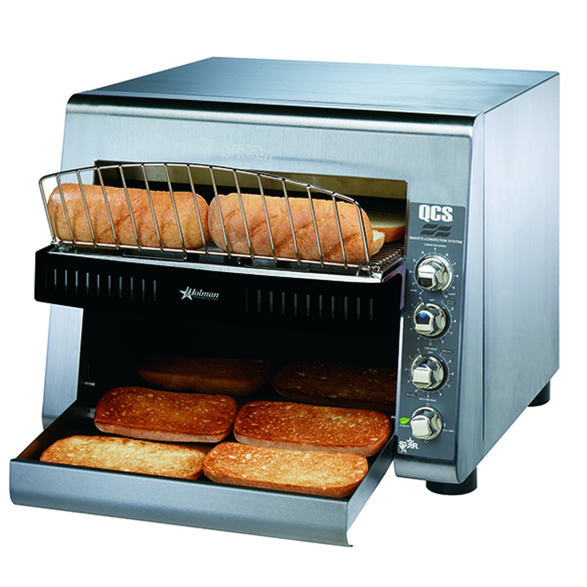 Star QCS3-1000 conveyor toaster with control panel and toast warming area