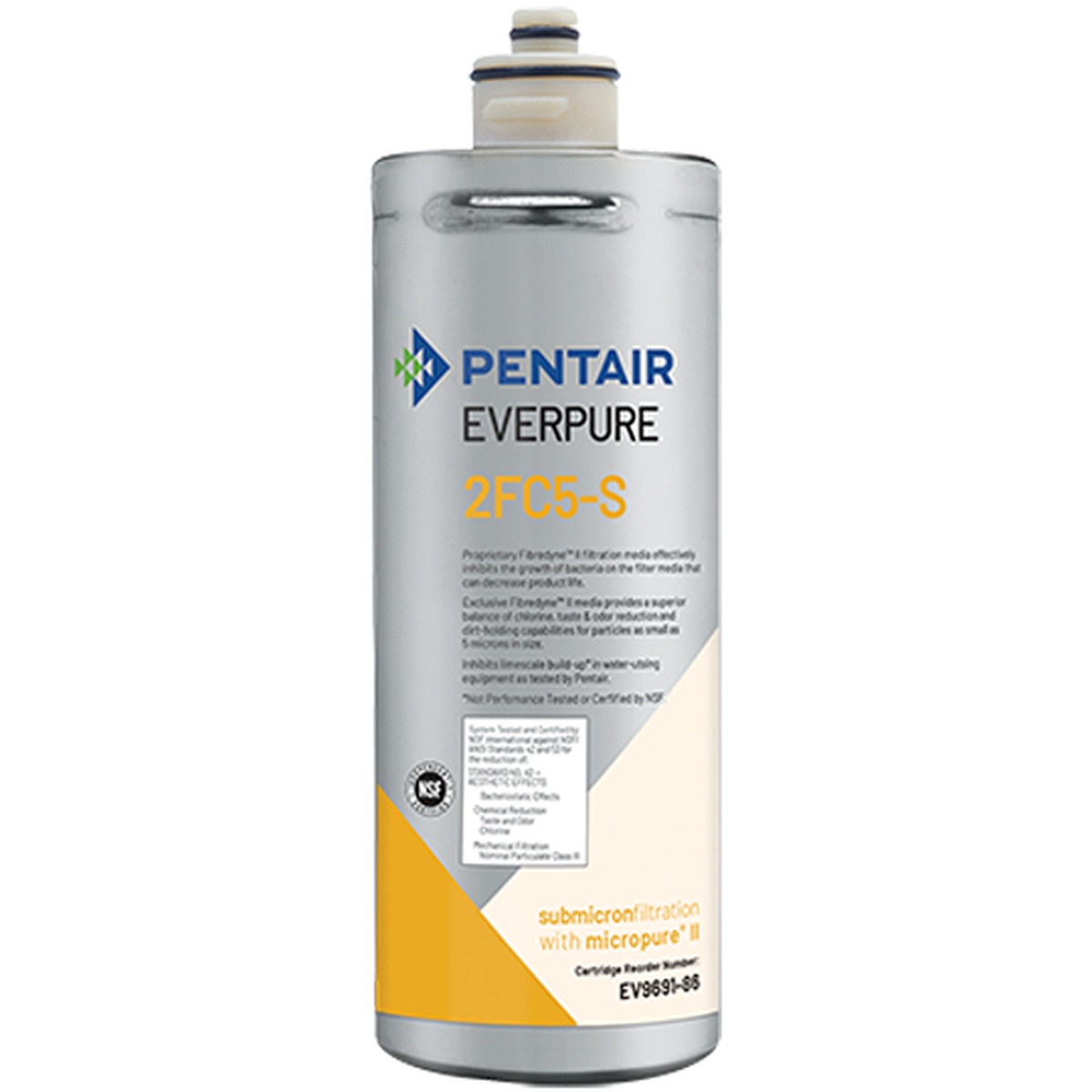 Pentair Everpure 2FC5-S replacement water filter cartridge with Quick-Change connector