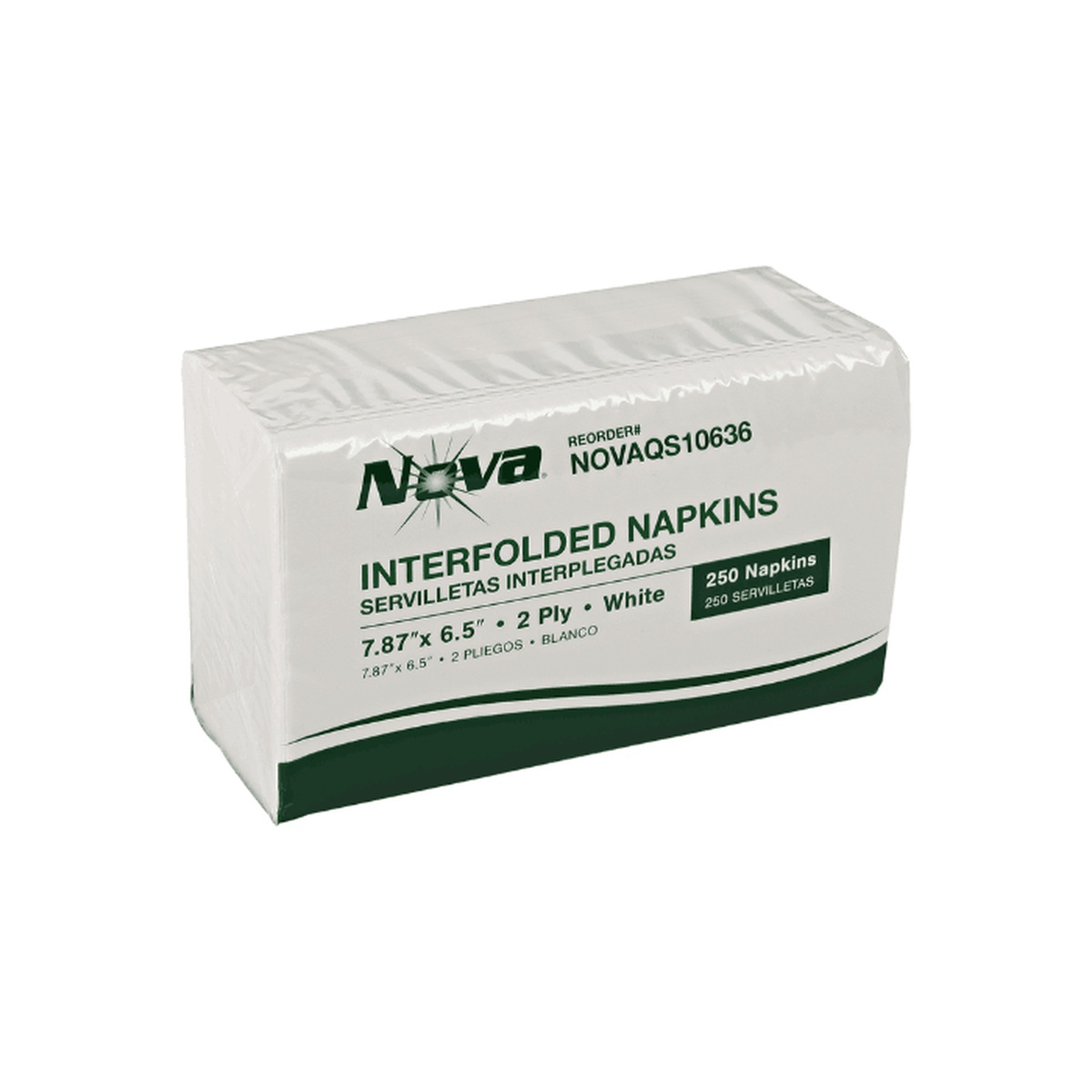 Nova QS10636 branded pack of 250 white interfolded dispenser napkins