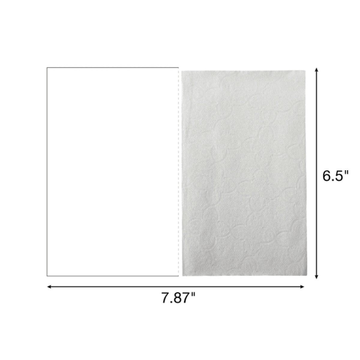 Dimension diagram of Nova QS10636 napkin showing 7.87 inch width and 6.5 inch height