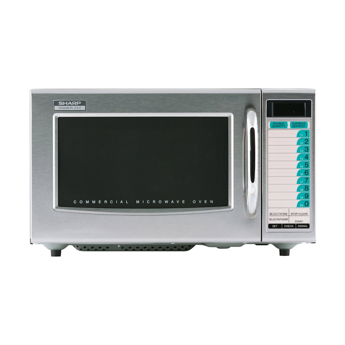 Sharp R-21LTF commercial microwave, front view