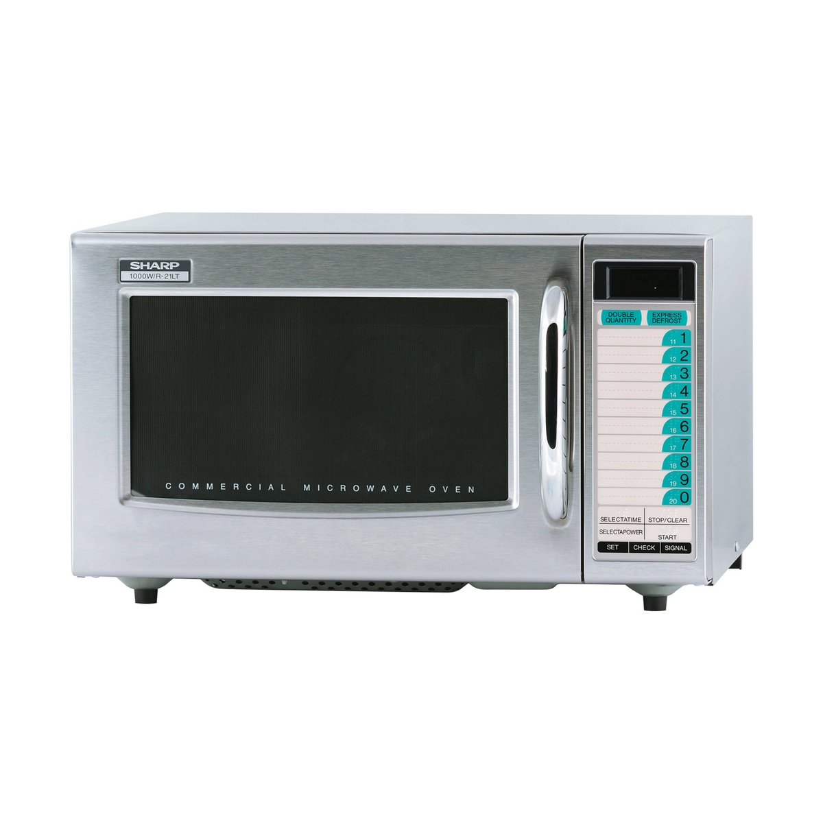 Sharp R-21LTF commercial microwave angled front view