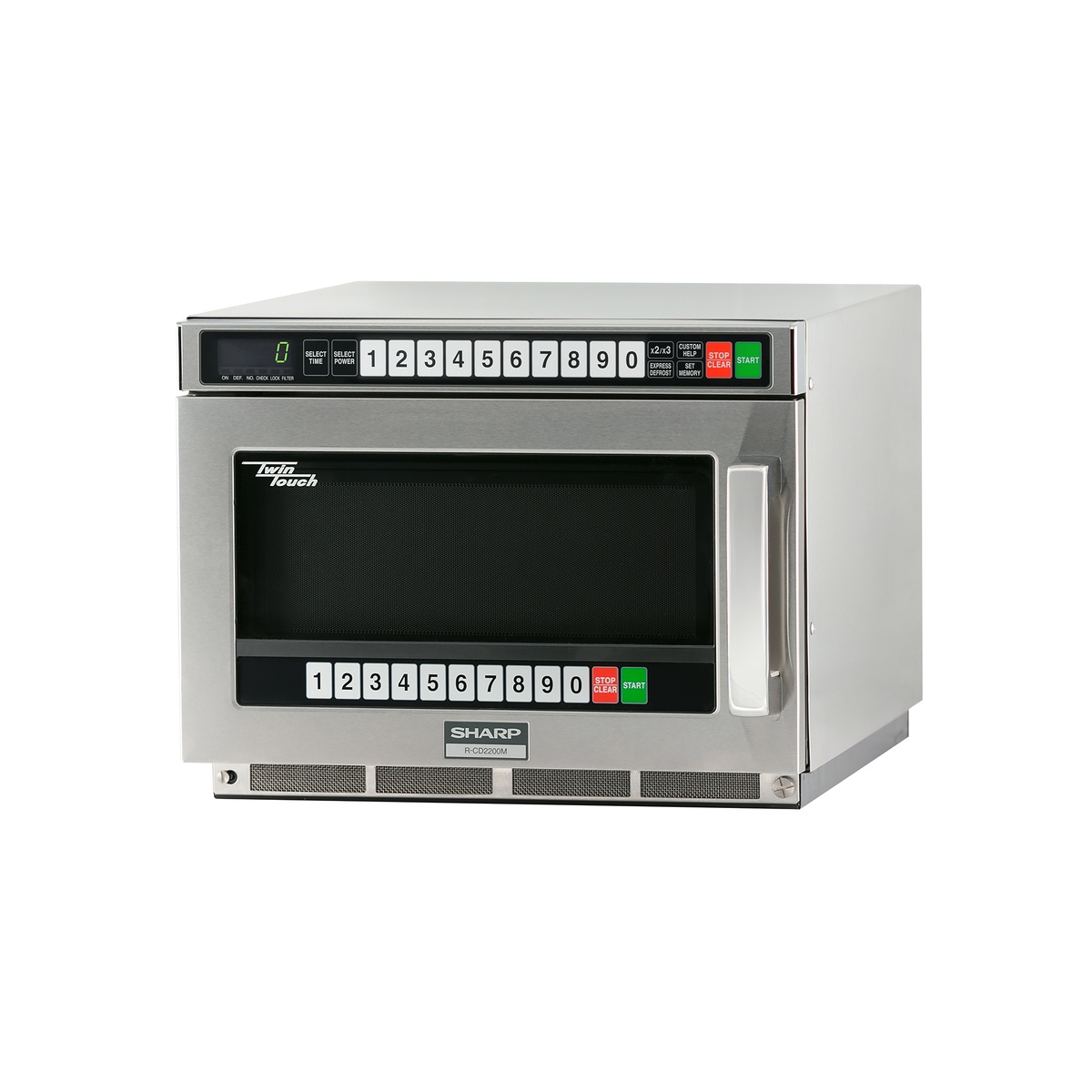 Sharp R-CD2200M commercial microwave oven angled right view