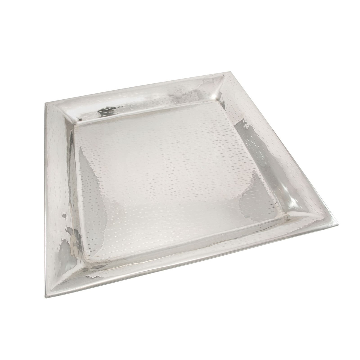 TableCraft R1616 Remington Collection 16-inch square stainless steel tray with mirror finish and textured rice pattern
