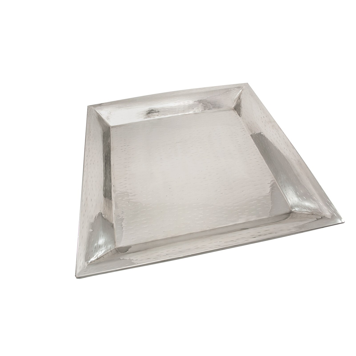 Tablecraft Remington Collection 20-inch square stainless steel serving tray with textured rice pattern and mirror finish