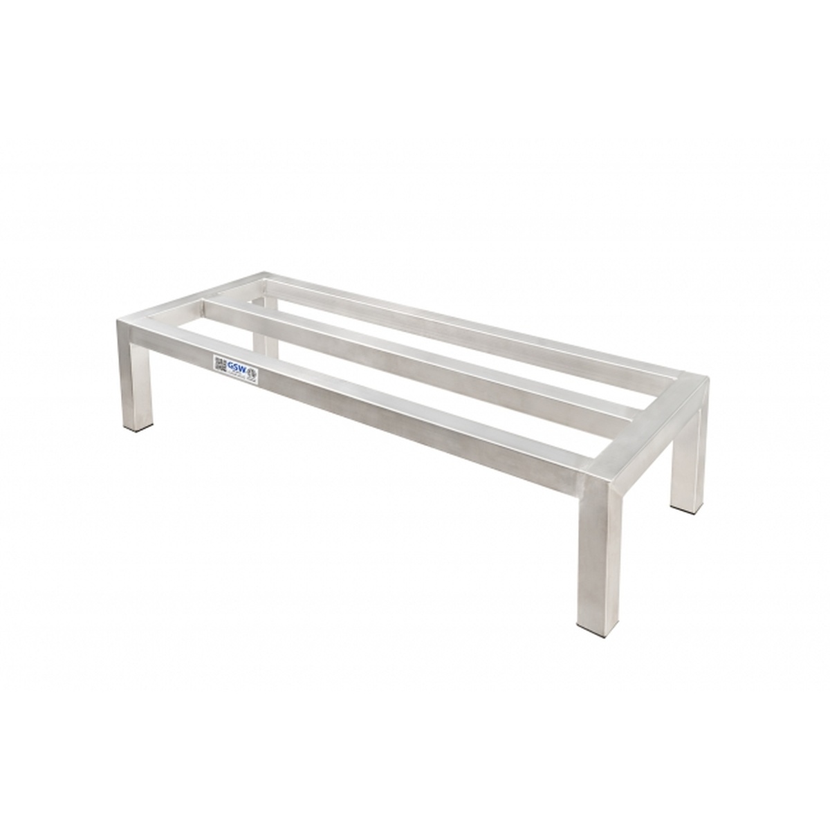 GSW USA RA-4824 all-welded aluminum dunnage rack, 48 inches long by 24 inches wide by 8 inches tall, shown on white background