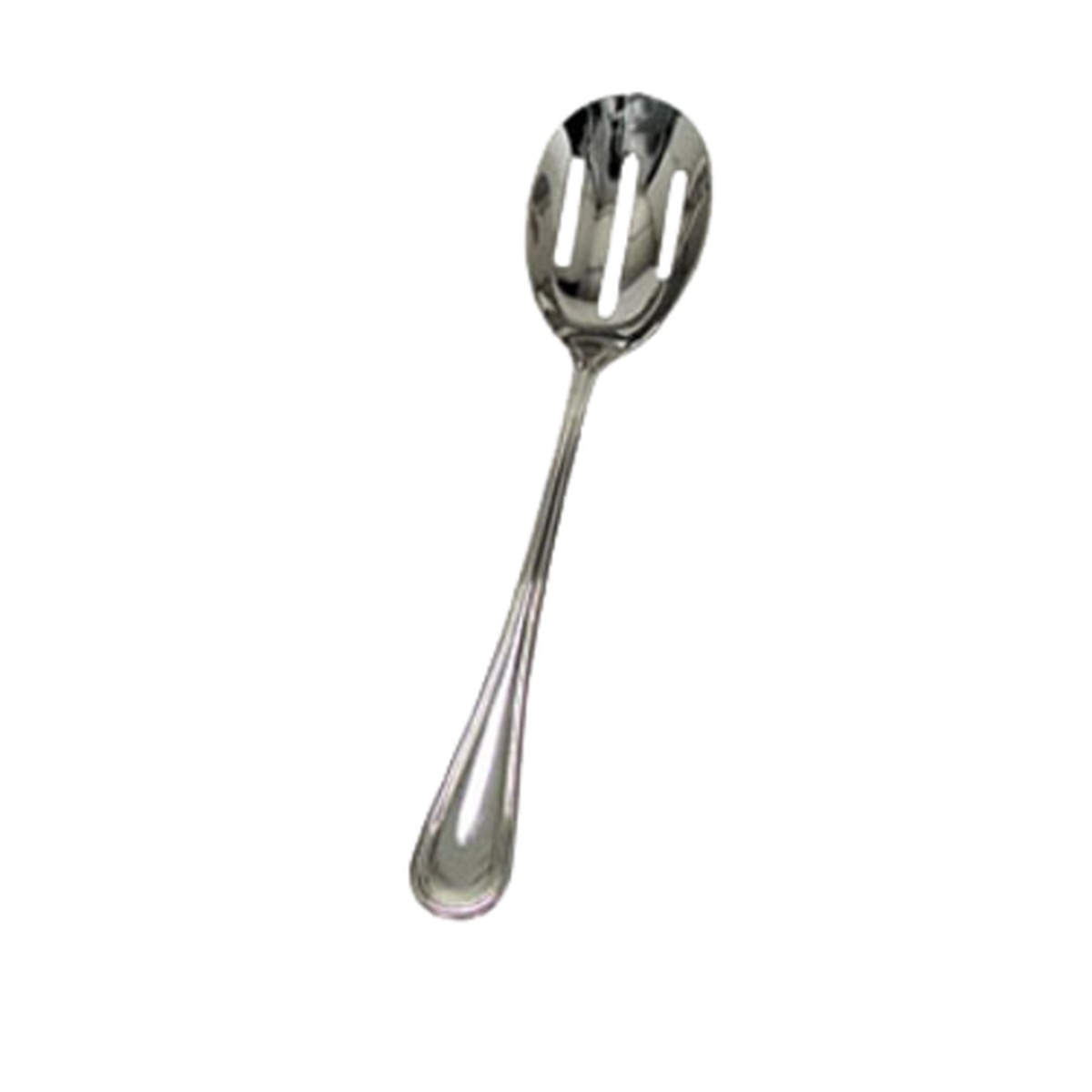 1880 Hospitality RE-118 11-1/4 inch heavy-duty 18/8 stainless steel slotted banquet serving spoon with Regency mirror polish