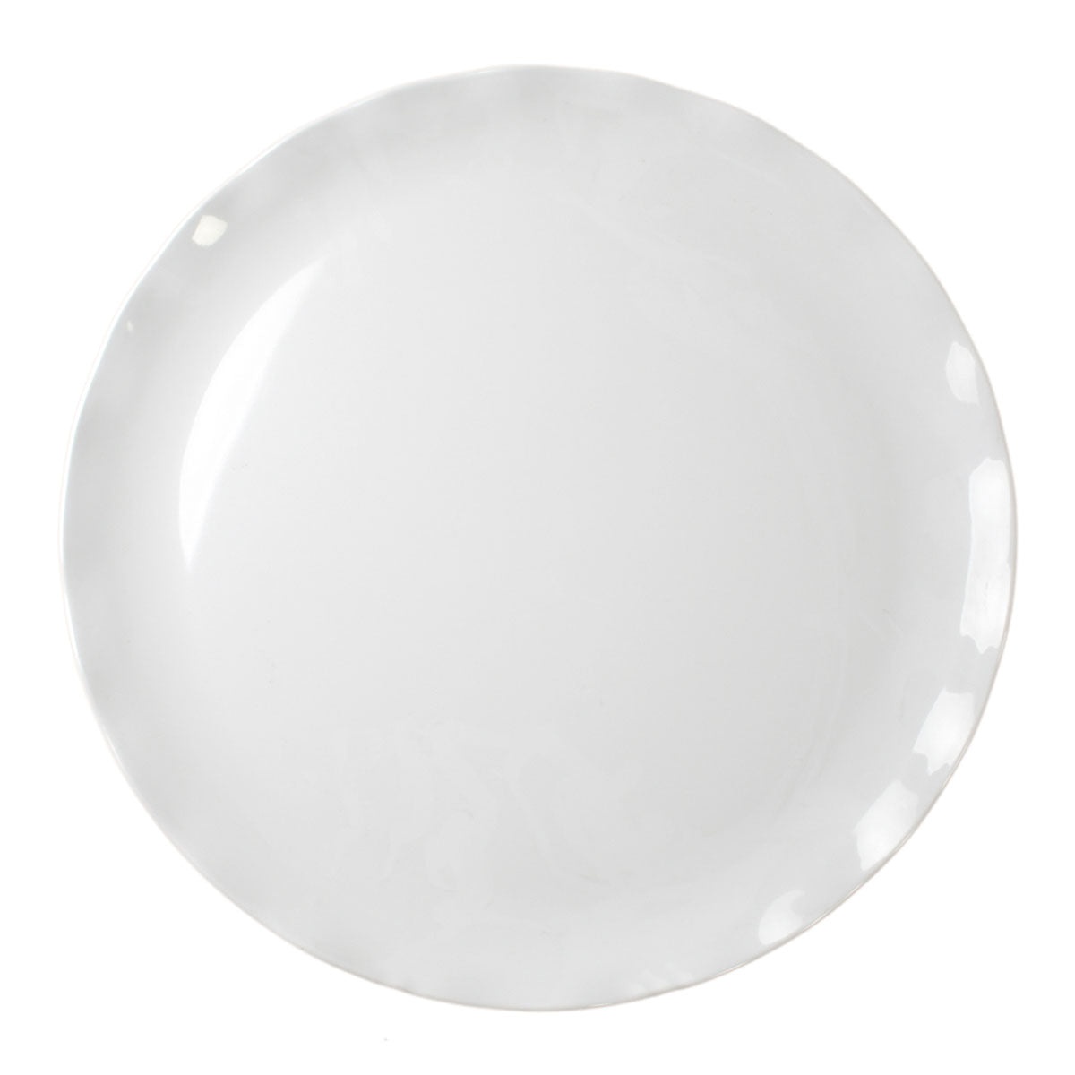 Thunder Group RF1020W white melamine round platter with scalloped edge, 20-inch diameter, top view on white background