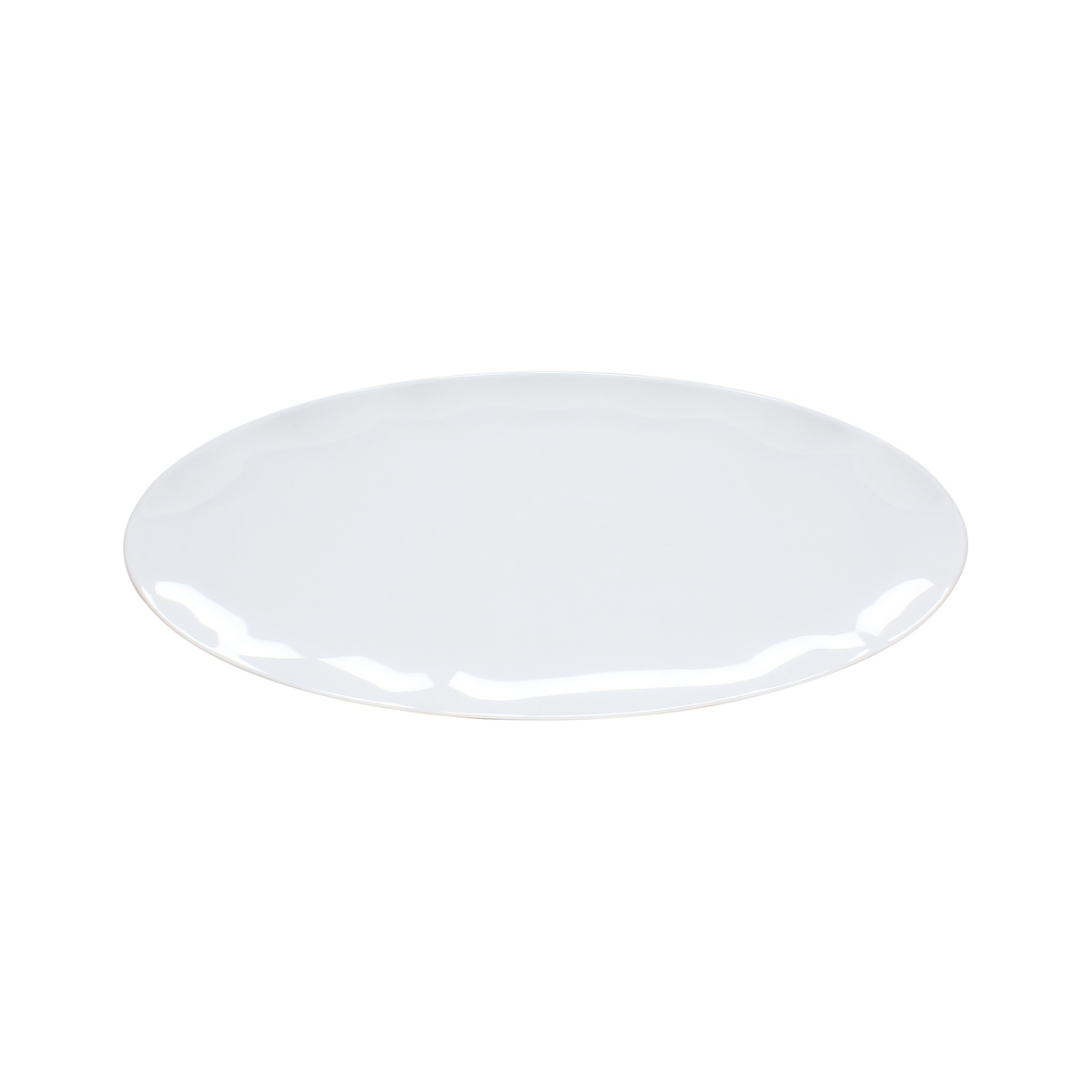 Thunder Group RF2024W white oval melamine platter, side profile view showing glossy surface