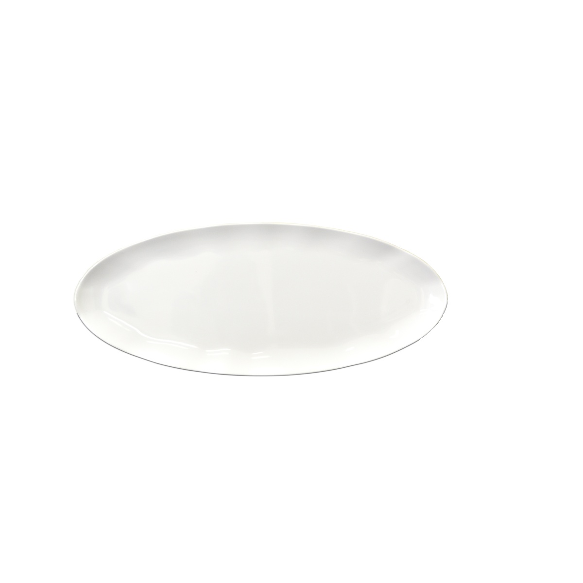Thunder Group RF2024W 24-inch white oval melamine platter, angled overhead view