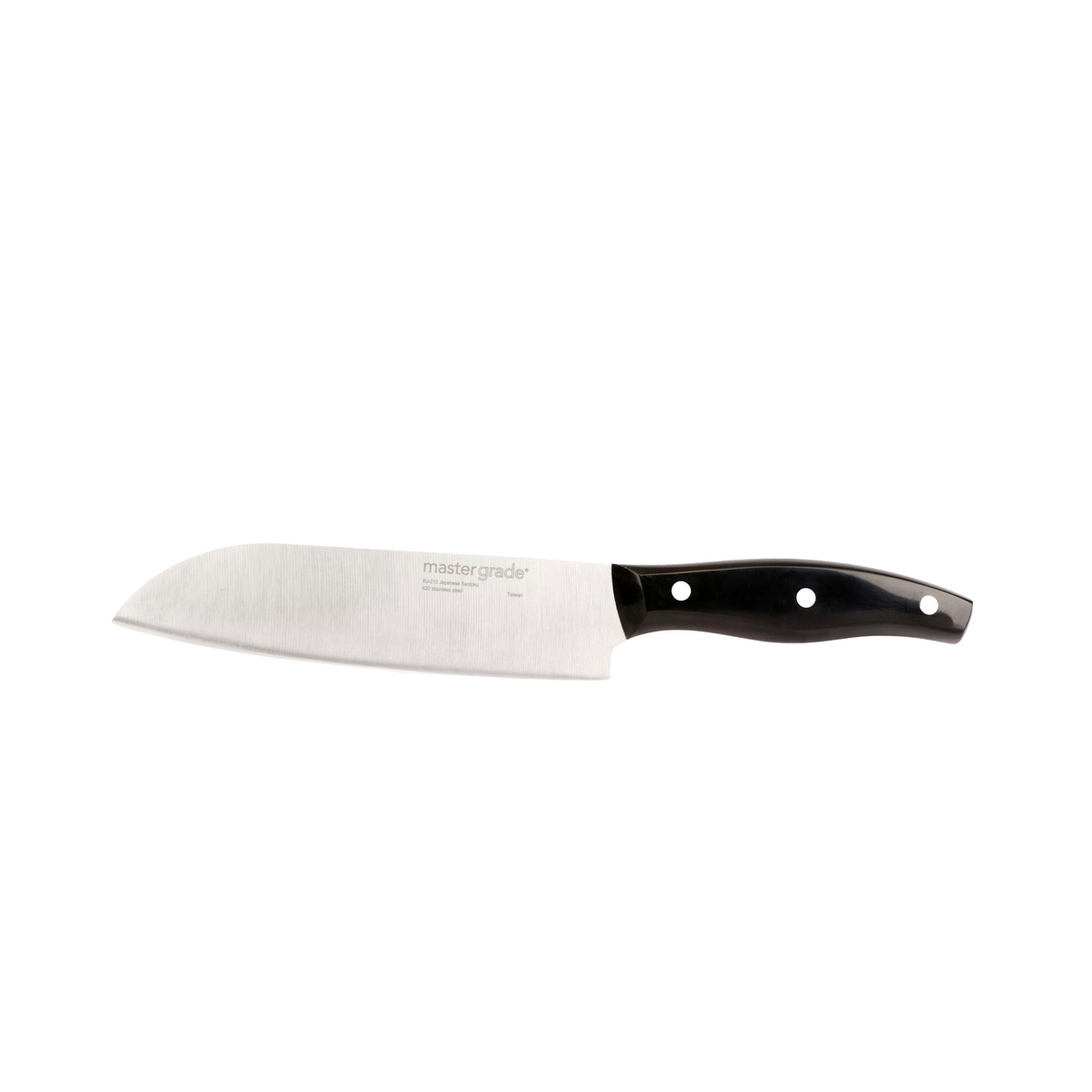 Master Grade RJ-210 Santoku Knife with black handle and stainless steel blade