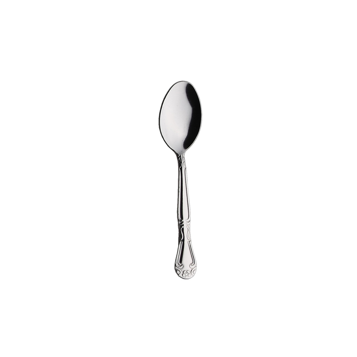 Libertyware Rosa Linda AD Spoon with ornate floral handle detail, stainless steel