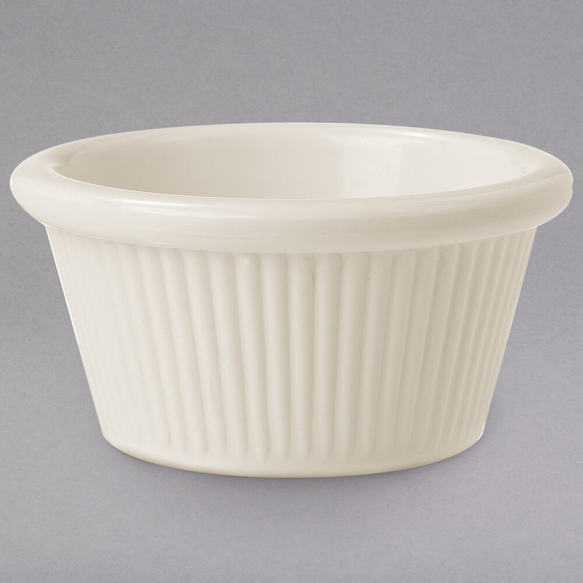 G.E.T. Enterprises RM-387-IV 2 oz. ivory fluted melamine ramekin, round cone shape with vertical fluted exterior