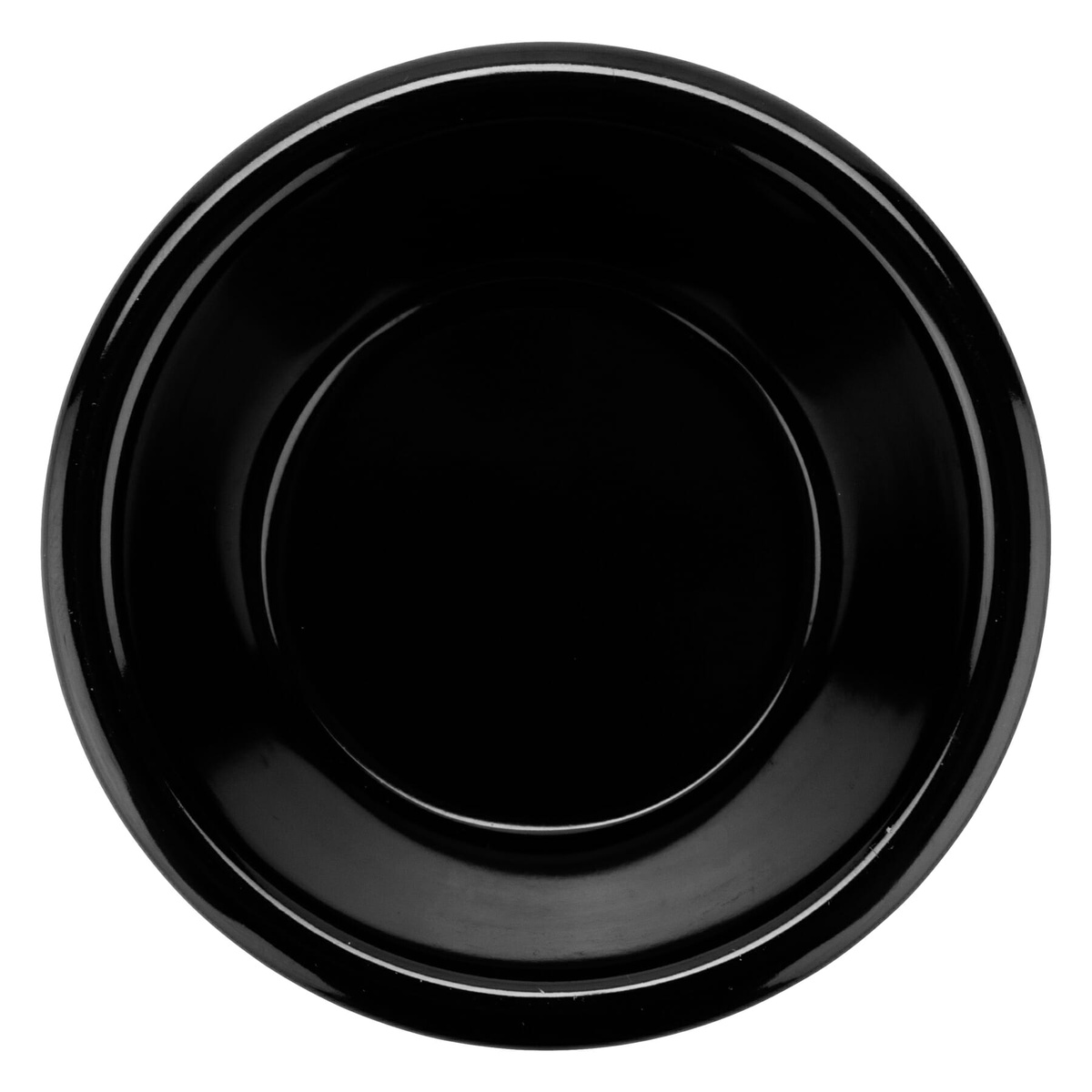 GET Enterprises RM-388-BK black melamine ramekin, top-down view showing interior bowl