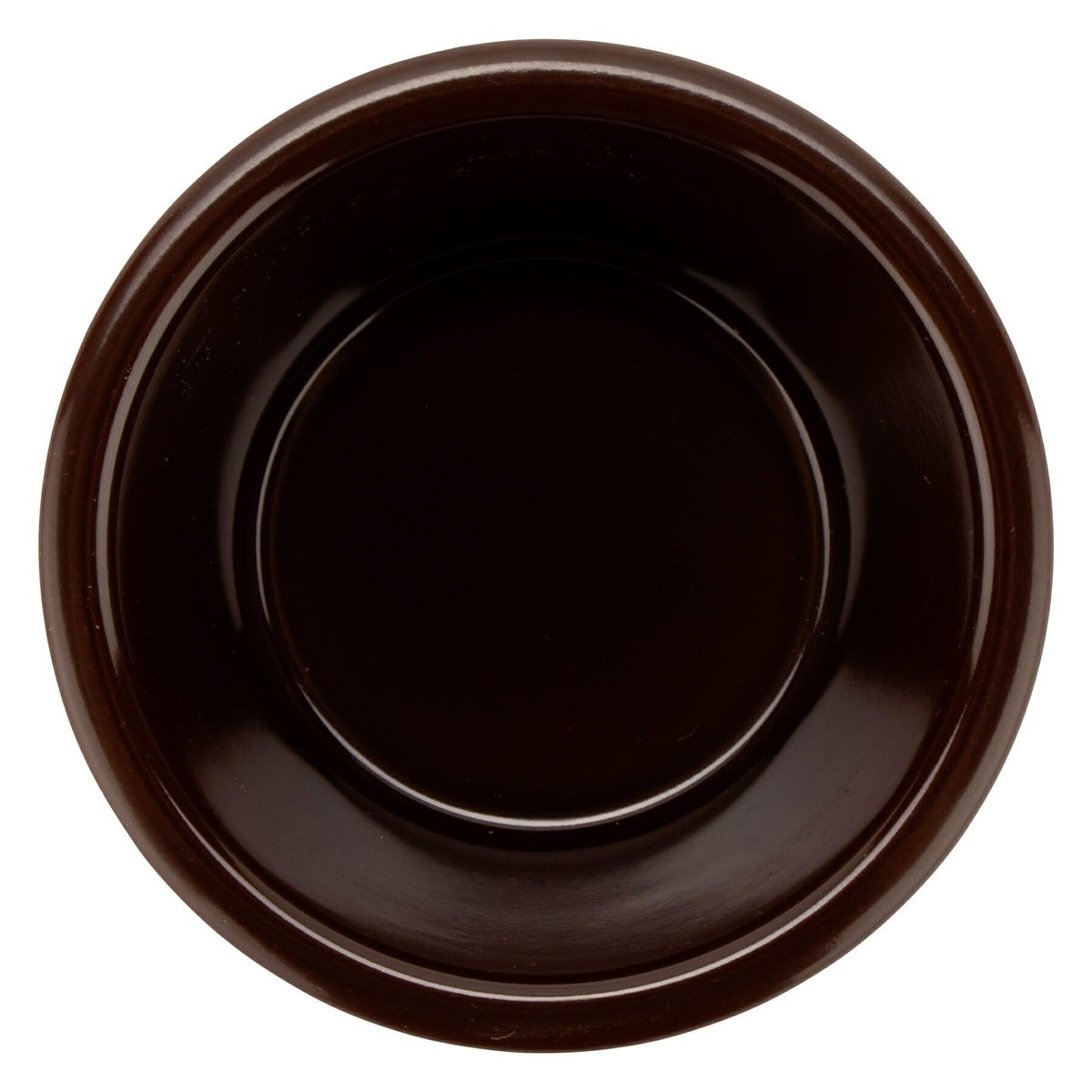 G.E.T. Enterprises RM-388-BR brown melamine ramekin, top-down view showing round opening and smooth interior