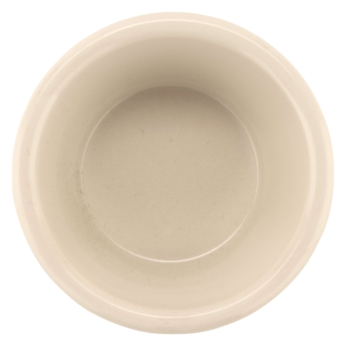 Top-down view of G.E.T. Enterprises ivory melamine ramekin showing interior bowl