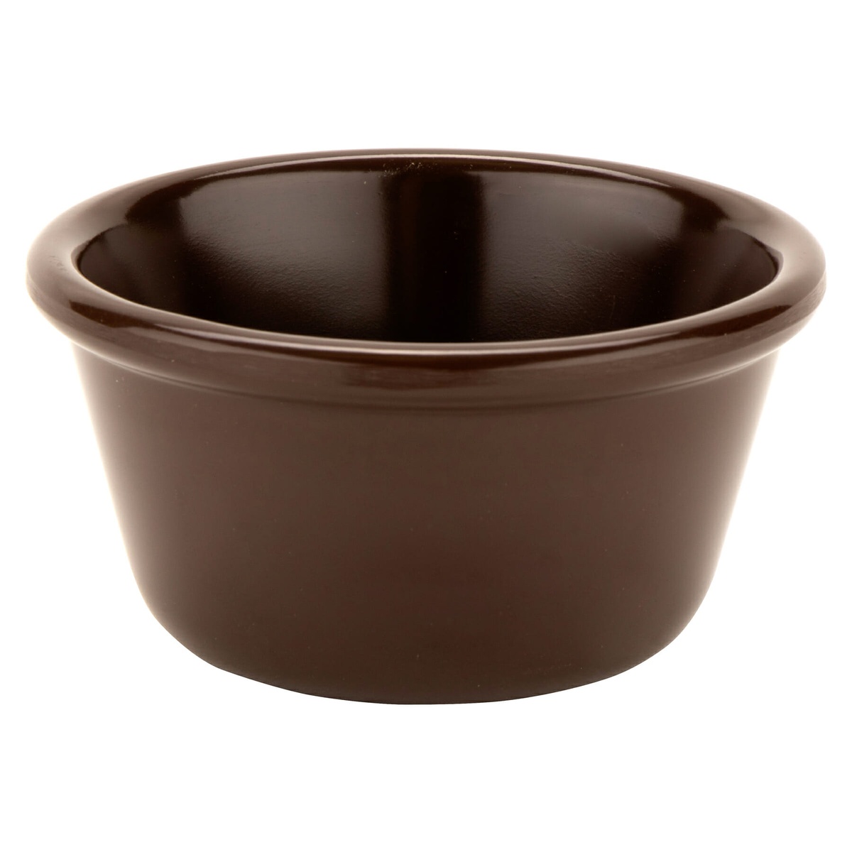 GET Enterprises RM-400-BR brown melamine ramekin straight-on side profile view