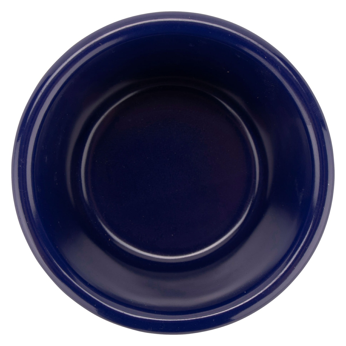 G.E.T. Enterprises RM-400-CB cobalt blue melamine ramekin, top-down view showing interior bowl depth