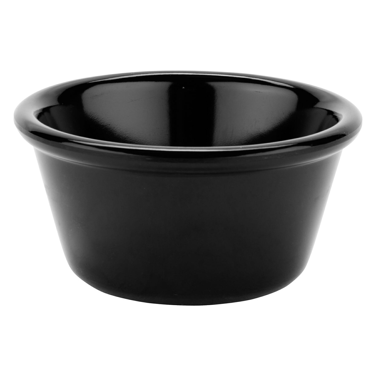 GET Enterprises RM-400 4 oz melamine ramekin side profile view showing depth and tapered wall