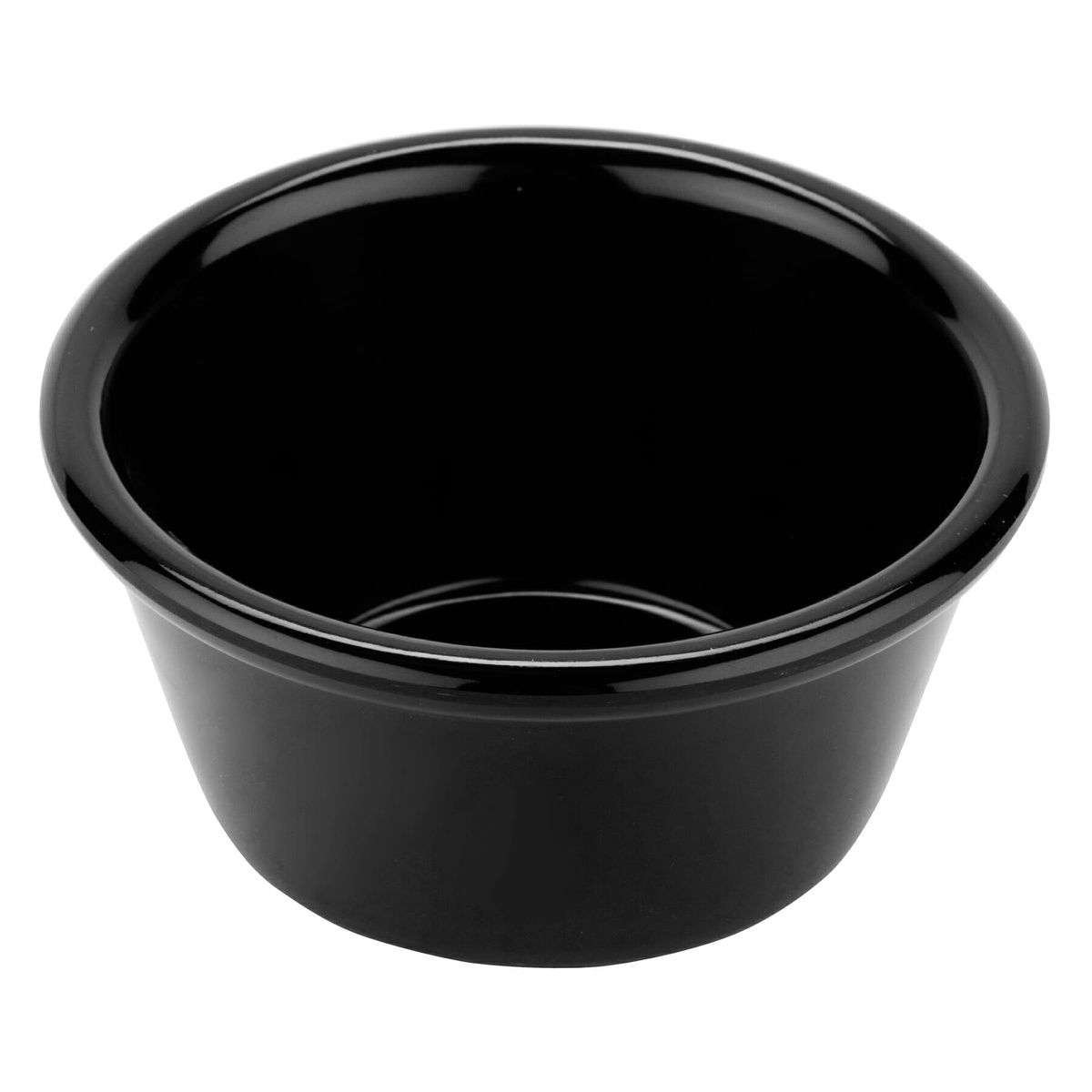 GET Enterprises RM-400 4 oz melamine ramekin angled view showing conical silhouette and smooth sides