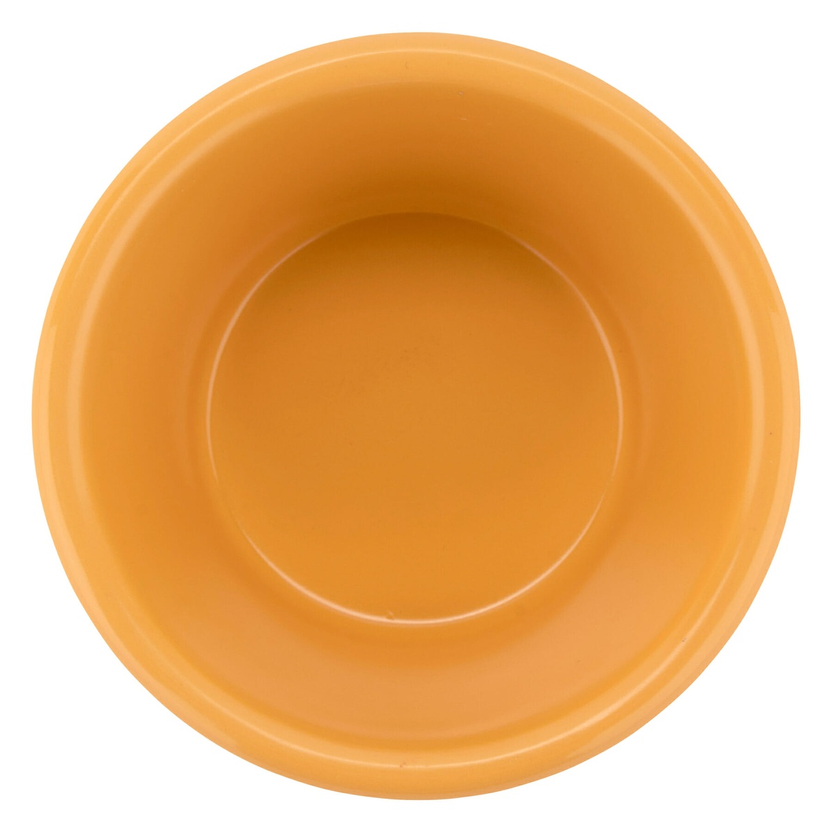 G.E.T. Enterprises RM-400-TY tropical yellow melamine ramekin, top-down overhead view showing interior