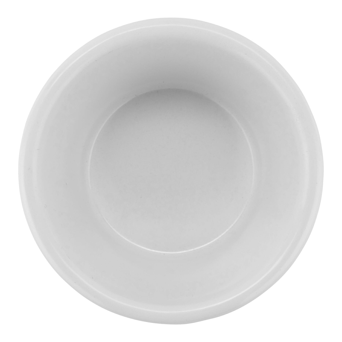 G.E.T. RM-400-W white melamine ramekin top-down view showing interior well