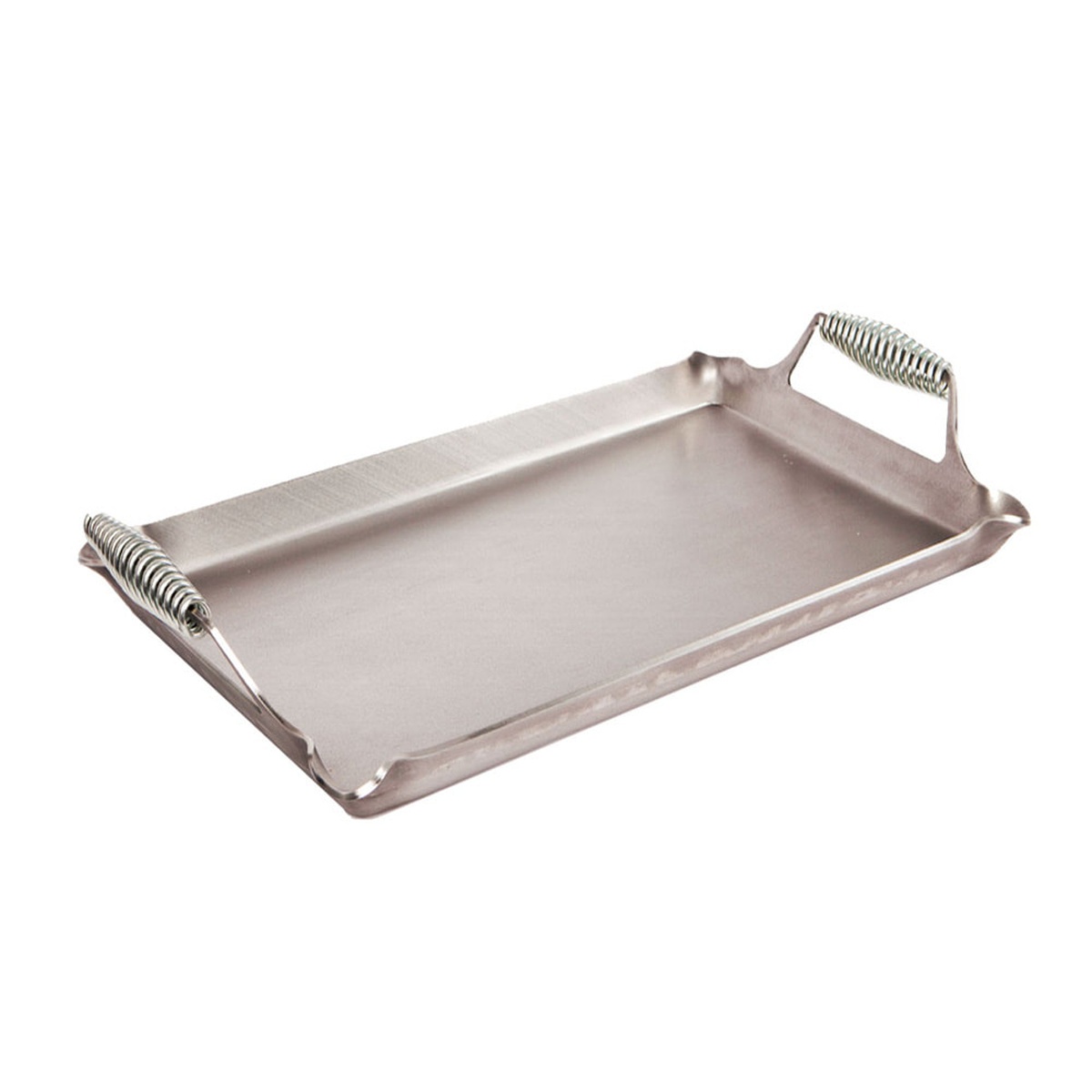 Rocky Mountain Cookware RM1320-8 carbon steel 2-burner griddle with coil cool-touch handles and patented pourable corner spouts