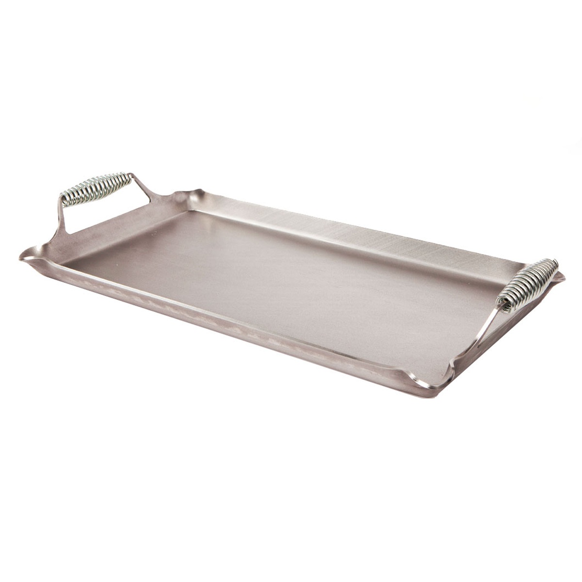 Rocky Mountain Cookware RM1424-8 14x24 inch 2-burner carbon steel lift-off griddle with spring coil handles